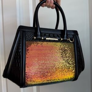 Brahmin Small Arden Satchel Multi Shimerda Black Sequence Capsule Collection